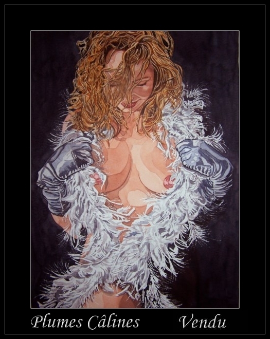 Titre de l'Oeuvre: Plumes c�lines Taille: 32 x 42 cm Technque: aquarelle Merci de m'envoyer un mail si vous souhaitez acheter ce tableau
